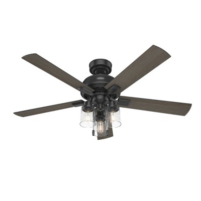 Hunter Fan 51745 Hartland 52 inch Matte Black with Greyed Walnut/Matte Black Blades Ceiling Fan