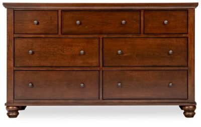 Cambridge 7 Drawer Dresser - Select Asian Hardwood & Cherry Veneers - English Dovetail Drawers - Chrome Finished Hardware - Traditional Elegance