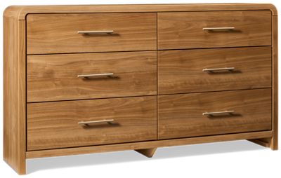 Gramburg 6 Drawer Dresser - Smooth-Gliding Drawers - Elegant Waterfall Top - Transitional Elegance