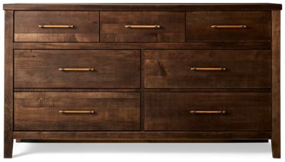 Pure Maple 7 Drawer Dresser - Solid American Maple - Black Nickel Accents - Graceful Long Wooden Pulls