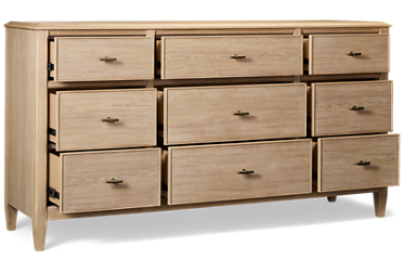 Carmella 9 Drawer Dresser - Felt-Lined Top Drawers - Cedar-Lined Bottom Drawers - Metal T-Handle Pulls - Coastal Cottage
