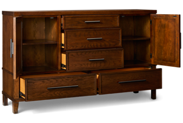 Amber Lane 5 Drawer Dresser - 2 Arts & Crafts Style Doors - Cedar-Lined Bottom Drawers - Mineral Black Hardware - Traditional Elegance