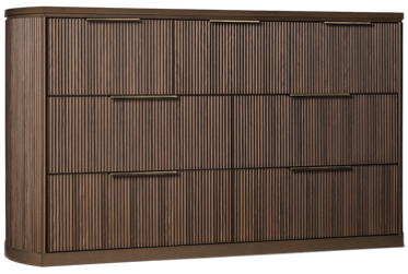 Sadie 7 Drawer Dresser - Fluted Design - Felt-Lined Top Drawers - Curved Sides - Plinth Base - Modern Style
