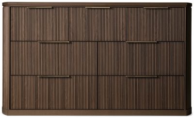 Sadie 7 Drawer Dresser - Fluted Design - Felt-Lined Top Drawers - Curved Sides - Plinth Base - Modern Style