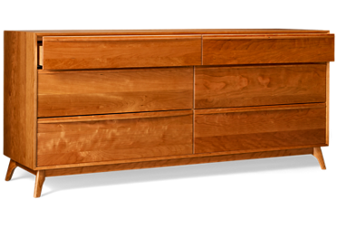 Catalina 6 Drawer Dresser - Solid Cherry Hardwood - Self-Closing Drawers - Mid-Century Modern