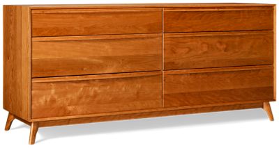 Catalina 6 Drawer Dresser - Solid Cherry Hardwood - Self-Closing Drawers - Mid-Century Modern