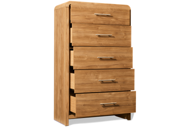 Gramburg 5 Drawer Chest - Smooth-Gliding Drawers - Elegant Waterfall Top - Transitional Elegance