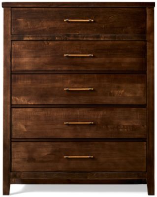 Pure Maple 5 Drawer Chest - Solid American Maple - Roomy Storage Drawers - Black Nickel-Detailed Pulls