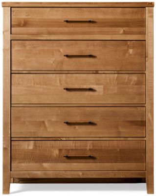 Pure Maple 5 Drawer Chest - Solid American Maple - Roomy Storage Drawers - Black Nickel-Detailed Pulls