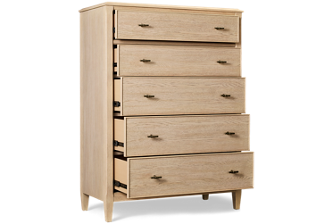 Carmella 5 Drawer Chest - Felt-Lined Top Drawer - Cedar-Lined Bottom Drawer - Metal T-Handle Pulls - Coastal Cottage