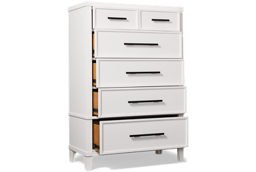 Snowbound 5 Drawer Chest - Cedar-Lined Bottom Drawer - Mineral Black Hardware - Modern Farmhouse Storage