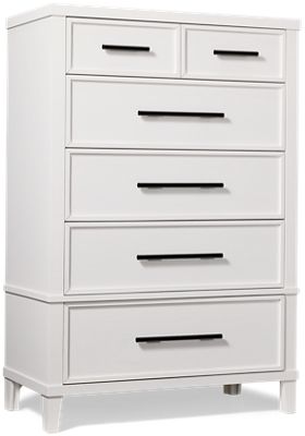 Snowbound 5 Drawer Chest - Cedar-Lined Bottom Drawer - Mineral Black Hardware - Modern Farmhouse Storage