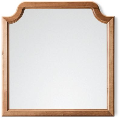 Pure Maple Garden Mirror - Solid American Maple - Molded Wood Frame - Scalloped Top Corners - Beveled Glass