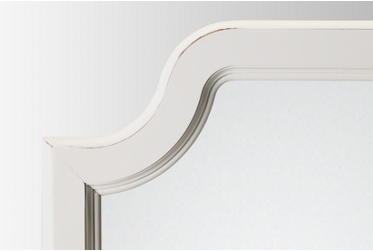 Pure Maple Garden Mirror - Solid American Maple - Molded Wood Frame - Scalloped Top Corners - Beveled Glass