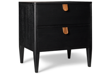 Primo 2 Drawer Nightstand - Two Spacious Drawers - USB Charging Ports - Transitional Design - Tapered Legs - Solid Asian Hardwood and Veneers