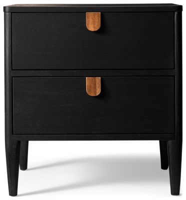 Primo 2 Drawer Nightstand - Two Spacious Drawers - USB Charging Ports - Transitional Design - Tapered Legs - Solid Asian Hardwood and Veneers