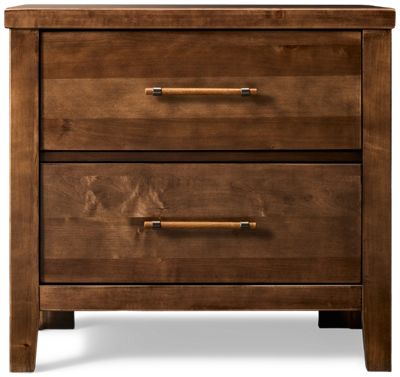 Pure Maple 2 Drawer Nightstand - Solid American Maple - Roomy Storage Drawers - Black Nickel-Detailed Pulls