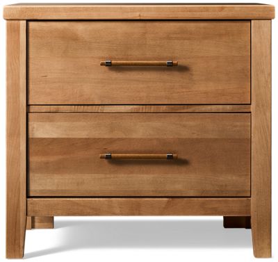 Pure Maple 2 Drawer Nightstand - Solid American Maple - Roomy Storage Drawers - Black Nickel-Detailed Pulls