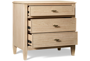 Carmella 3 Drawer Nightstand - Solid Hardwood & Oak Veneers - Built-In USB Charging - Beveled Top - Coastal Cottage