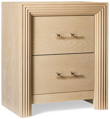 Sunrise 2 Drawer Nightstand - Fluted Resin Drawer Fronts - Acrylic Handles with Nickel Accents - Modern Art Deco Style