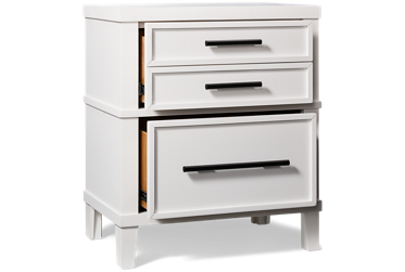 Snowbound 2 Drawer Nightstand - Solid Asian Hardwood - Mineral Black Hardware - Modern Farmhouse Storage