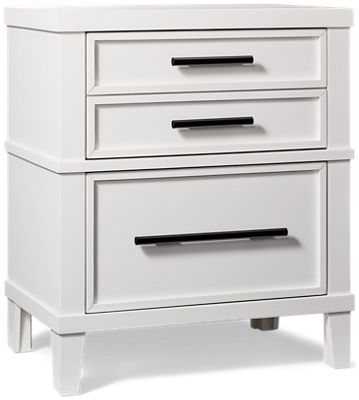 Snowbound 2 Drawer Nightstand - Solid Asian Hardwood - Mineral Black Hardware - Modern Farmhouse Storage