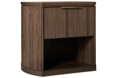 Sadie 1 Drawer Nightstand - Fluted Design - Deep Storage Drawer - Open Bottom Shelf - Built-In Touch Light
