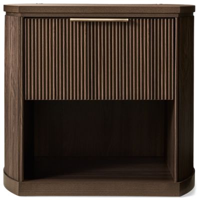 Sadie 1 Drawer Nightstand - Fluted Design - Deep Storage Drawer - Open Bottom Shelf - Built-In Touch Light