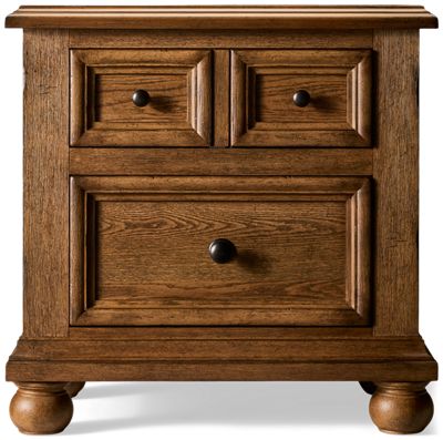 Country Living 2 Drawer Nightstand - Molded Details - Cast Iron Knobs - USB Charging