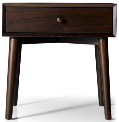 American Modern 1 Drawer Nightstand - Solid Mindi Wood - Felt-Lined Drawer - Modern Finish - Mid-Century Contemporary