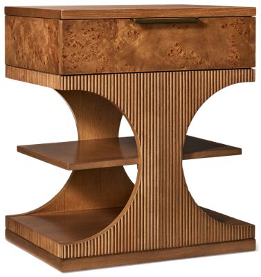 Manhattan Valley 1 Drawer Nightstand - Grooved Details - Felt-Lined Drawer - Solid Brass Hardware - Modern Elegance