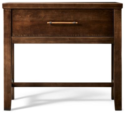 Pure Maple 1 Drawer Bedside Table - Solid American Maple - Black Nickel-Detailed Pull - Trestle Base