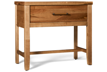 Pure Maple 1 Drawer Bedside Table - Solid American Maple - Black Nickel-Detailed Pull - Trestle Base