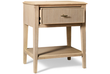 Carmella 1 Drawer Nightstand - Solid Hardwood & Oak Veneers - USB Charging - Beveled Top - Coastal Cottage