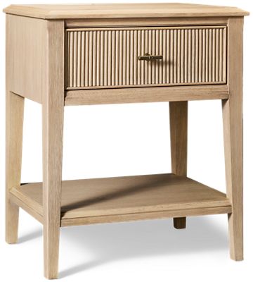 Carmella 1 Drawer Nightstand - Solid Hardwood & Oak Veneers - USB Charging - Beveled Top - Coastal Cottage