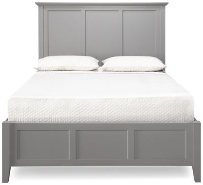 Grace Queen Panel Bed - High Paneled Headboard - Low Paneled Footboard with Tapered Legs - Transitional Style