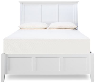 Grace Queen Panel Bed - High Paneled Headboard - Low Paneled Footboard with Tapered Legs - Transitional Style