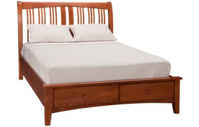 A America Cherry Garden Queen Sleigh Platform Bed with Underbed Storage