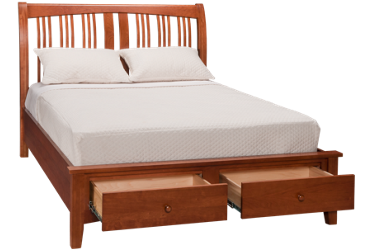 Cherry Garden Queen Sleigh Platform Bed with Underbed Storage