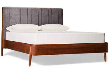 Carlos Queen Upholstered Bed - Stylish Upholstered Headboard - Sleek Wooden Platform Frame - Integrated Tapered Legs