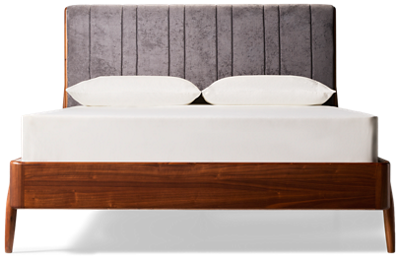 Carlos Queen Upholstered Bed - Stylish Upholstered Headboard - Sleek Wooden Platform Frame - Integrated Tapered Legs