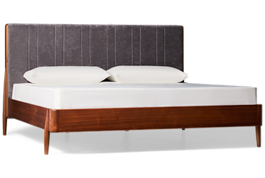Carlos King Upholstered Bed - Stylish Upholstered Headboard - Sleek Wooden Platform Frame - Integrated Tapered Legs
