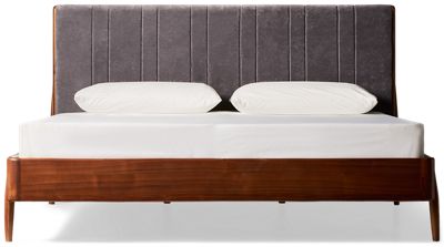 Carlos King Upholstered Bed - Stylish Upholstered Headboard - Sleek Wooden Platform Frame - Integrated Tapered Legs