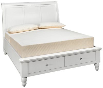 Cambridge Queen Sleigh Platform Storage Bed - Select Asian Hardwood - Paneled Sleigh Headboard - Two Footboard Drawers - Classic Design