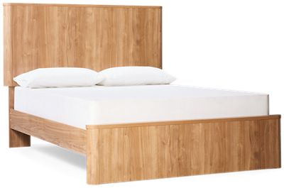 Gramburg Queen Platform Bed - Warm Walnut Finish - Curved Sides - Transitional