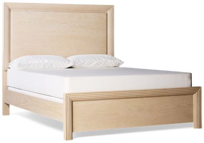 Sunrise Queen Panel Bed - Durable Oak Veneers - Fluted Stepped Headboard - Art Deco Elegance