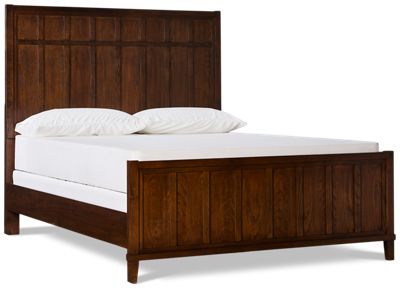 Amber Lane Queen Panel Bed - Solid Asian Hardwood & Oak Veneers - Mission Style