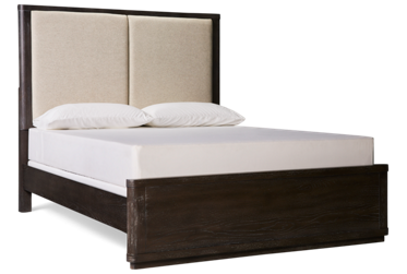 Sunset Queen Panel Bed - Mid-Century Modern Style - Upholstered Headboard - Versatile Finish