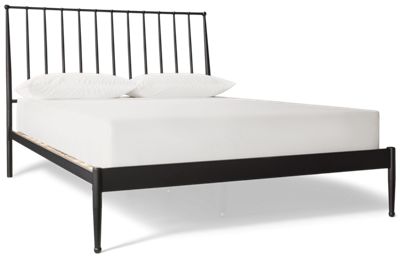 Pantera Queen Metal Bed - Matte Black Finish - Sleek Spindle Headboard - Modern Farmhouse