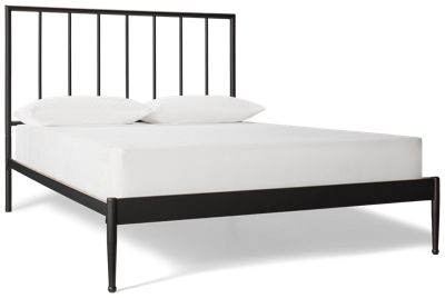 Maiden Queen Metal Bed - Sleek Matte Black - Spindle Headboard - Modern Farmhouse